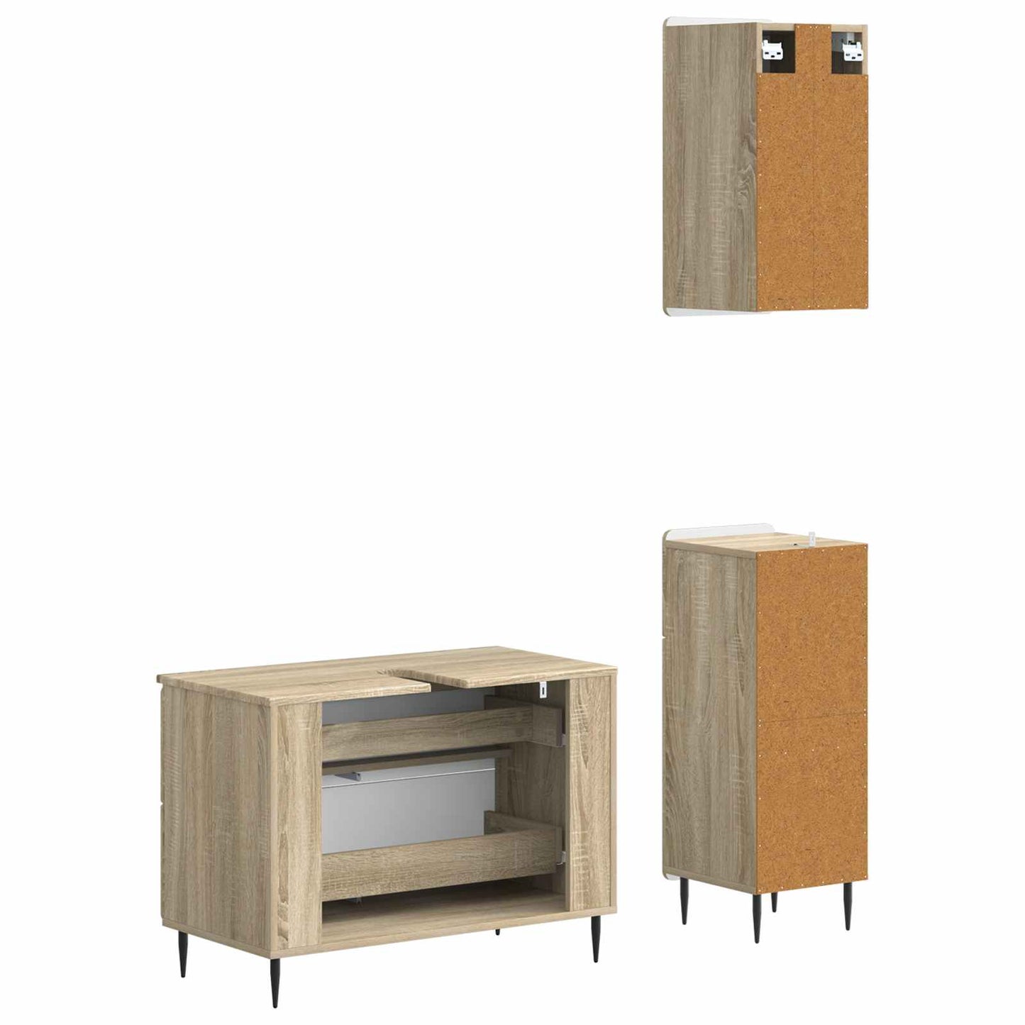 vidaXL 3 Piece Bathroom Cabinet Set HAARLEM Sonoma Oak Engineered Wood