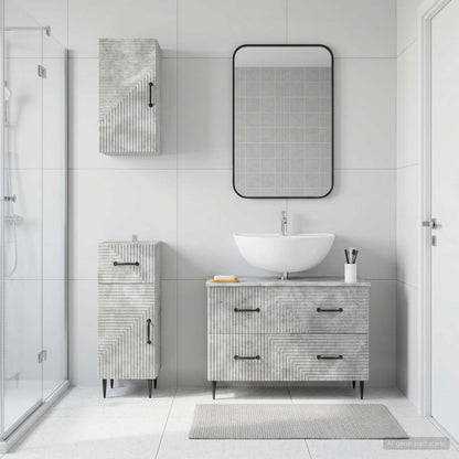 vidaXL 3 Piece Bathroom Cabinet Set HAARLEM Concrete Grey