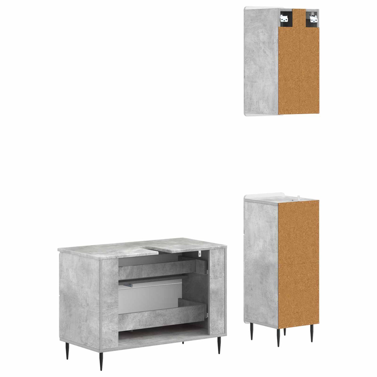 vidaXL 3 Piece Bathroom Cabinet Set HAARLEM Concrete Grey