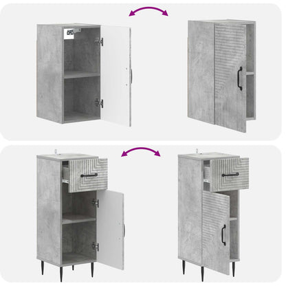 vidaXL 3 Piece Bathroom Cabinet Set HAARLEM Concrete Grey