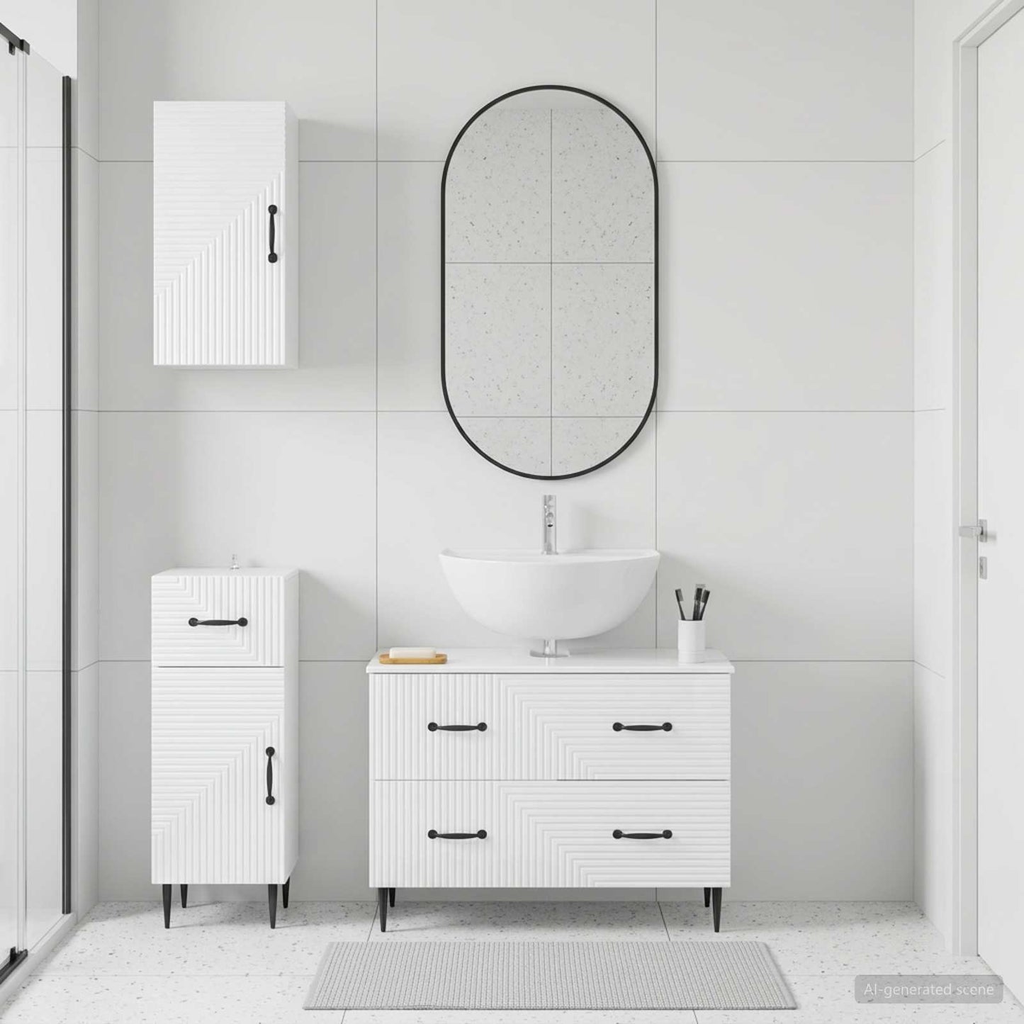 vidaXL 3 Piece Bathroom Cabinet Set HAARLEM High Gloss White