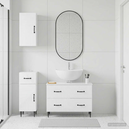 vidaXL 3 Piece Bathroom Cabinet Set HAARLEM High Gloss White