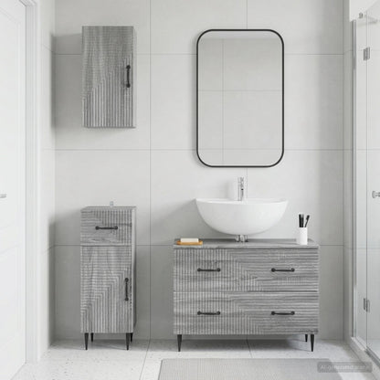 vidaXL 3 Piece Bathroom Cabinet Set HAARLEM Grey Sonoma