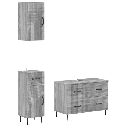 vidaXL 3 Piece Bathroom Cabinet Set HAARLEM Grey Sonoma