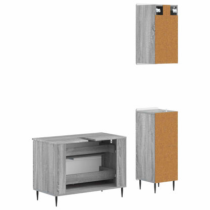 vidaXL 3 Piece Bathroom Cabinet Set HAARLEM Grey Sonoma