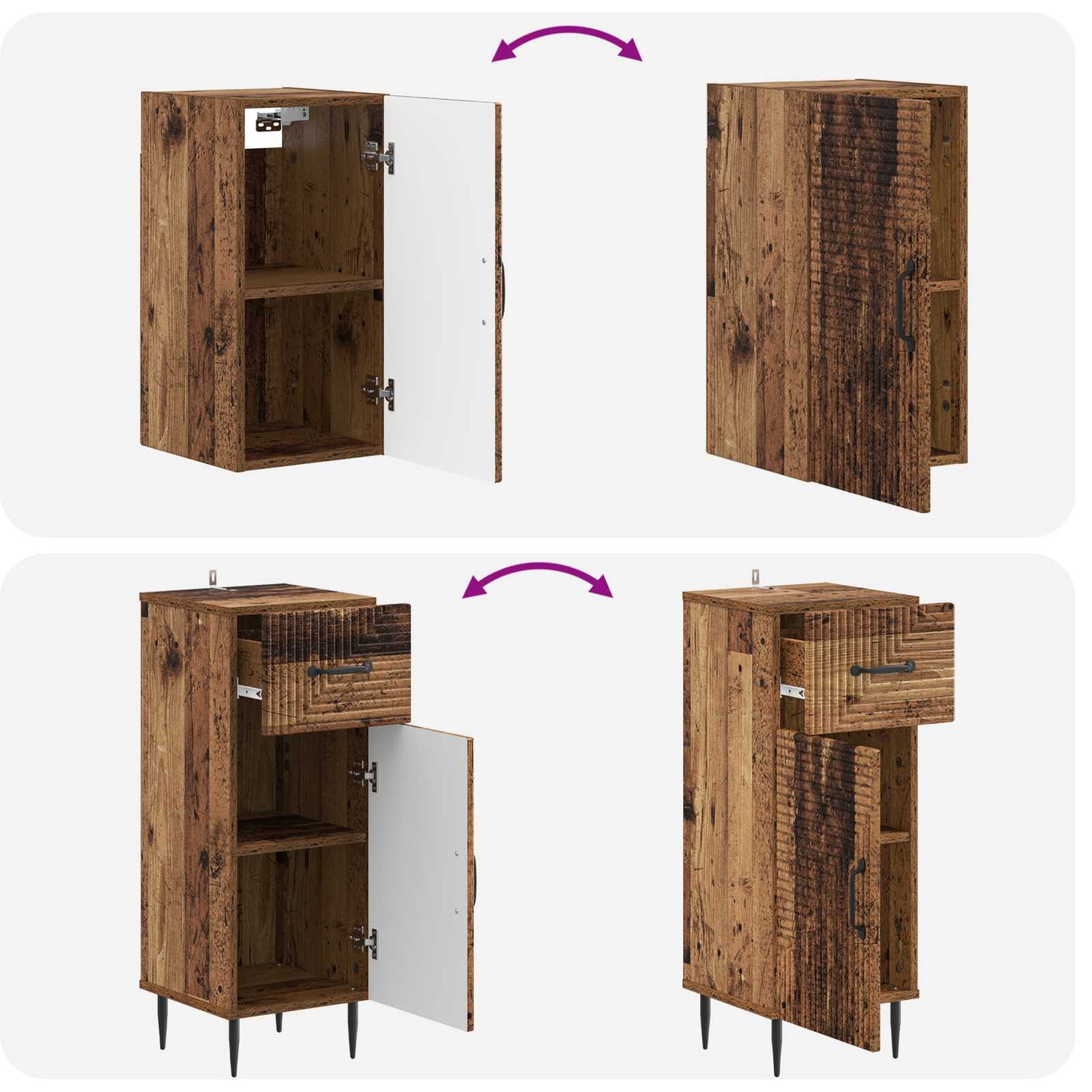 vidaXL 3 Piece Bathroom Cabinet Set HAARLEM Old Wood Engineered Wood