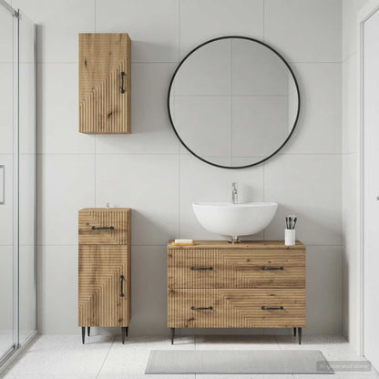 vidaXL 3 Piece Bathroom Cabinet Set HAARLEM Artisan Oak