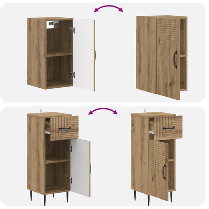 vidaXL 3 Piece Bathroom Cabinet Set HAARLEM Artisan Oak