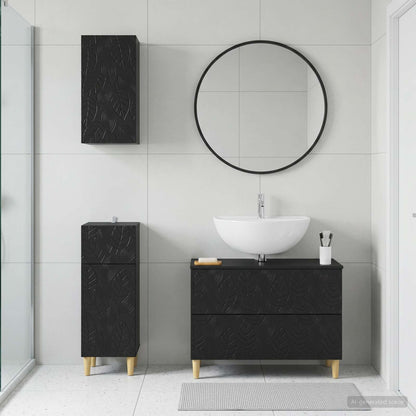 vidaXL 3 Piece Bathroom Cabinet Set DELFT Black Engineered Wood