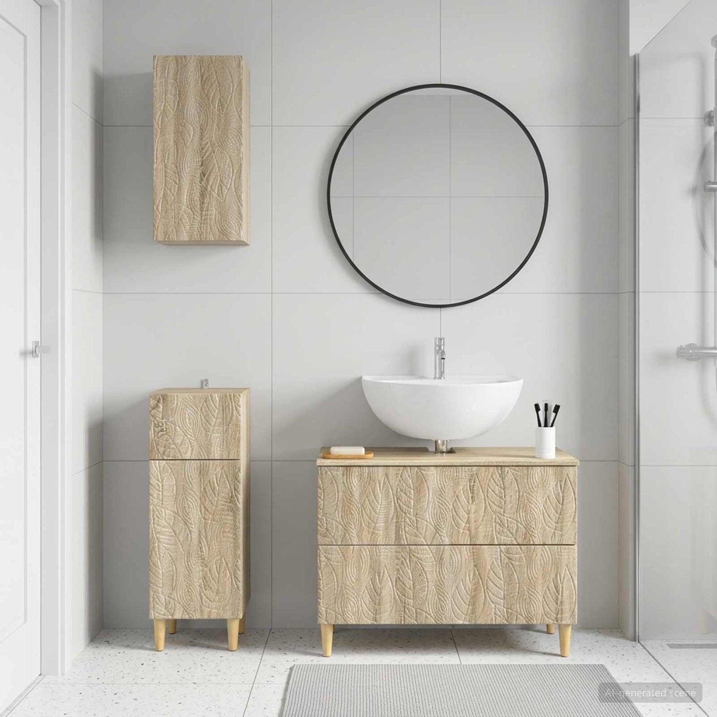 vidaXL 3 Piece Bathroom Cabinet Set DELFT Sonoma Oak Engineered Wood