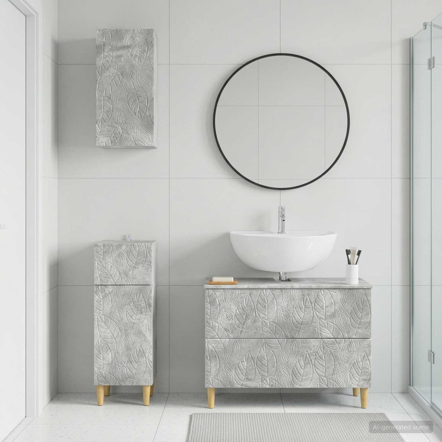 vidaXL 3 Piece Bathroom Cabinet Set DELFT Concrete Grey