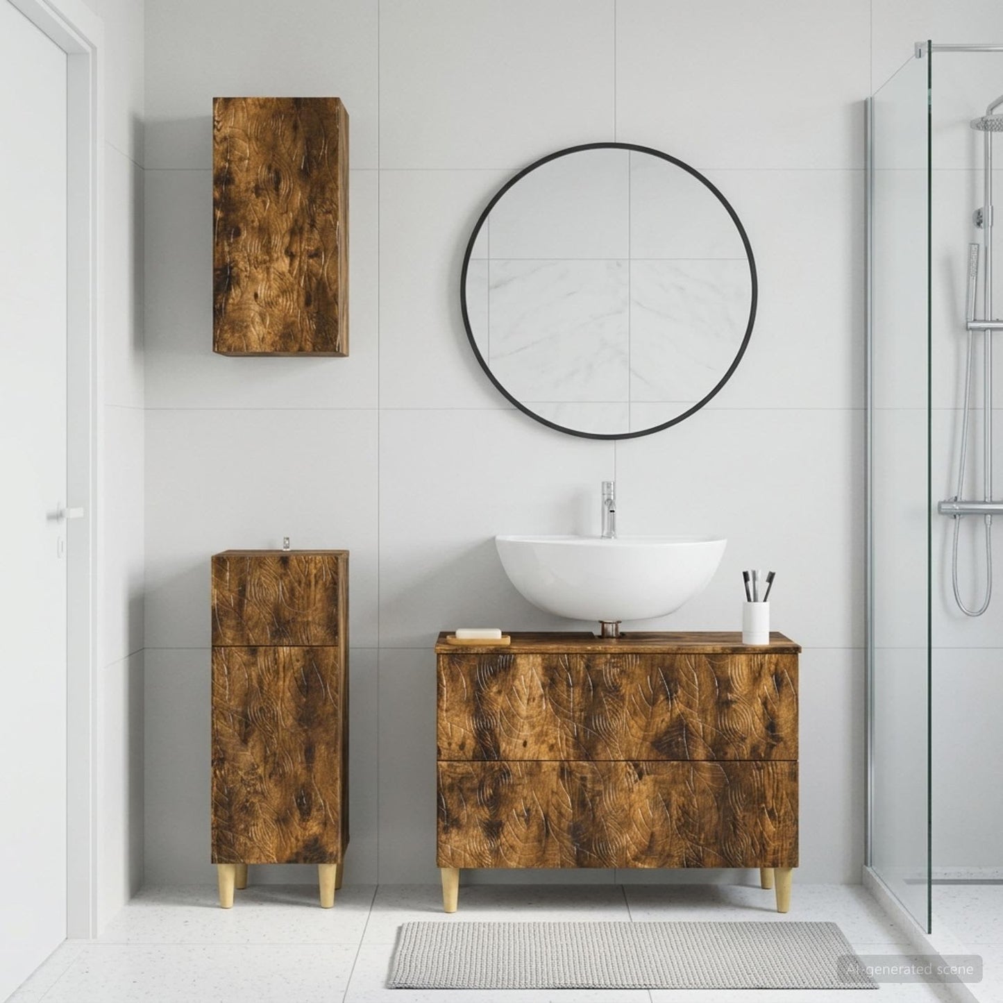 vidaXL 3 Piece Bathroom Cabinet Set DELFT Smoked Oak Engineered Wood