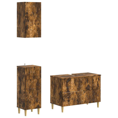 vidaXL 3 Piece Bathroom Cabinet Set DELFT Smoked Oak Engineered Wood