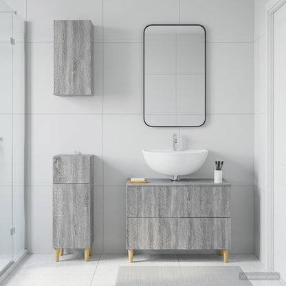 vidaXL 3 Piece Bathroom Cabinet Set DELFT Grey Sonoma Engineered Wood