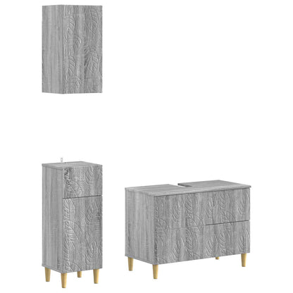 vidaXL 3 Piece Bathroom Cabinet Set DELFT Grey Sonoma Engineered Wood