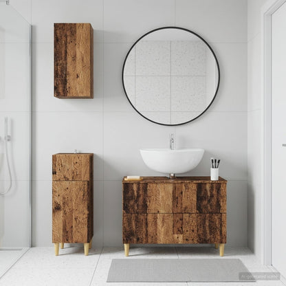 vidaXL 3 Piece Bathroom Cabinet Set DELFT Old Wood Engineered Wood