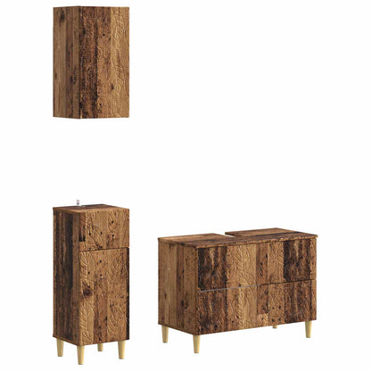 vidaXL 3 Piece Bathroom Cabinet Set DELFT Old Wood Engineered Wood