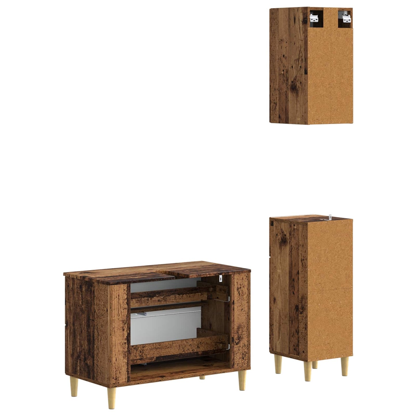 vidaXL 3 Piece Bathroom Cabinet Set DELFT Old Wood Engineered Wood