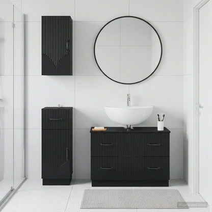 vidaXL 3 Piece Bathroom Cabinet Set HOORN Black Engineered Wood