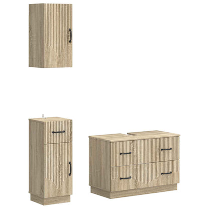 vidaXL 3 Piece Bathroom Cabinet Set HOORN Sonoma Oak Engineered Wood