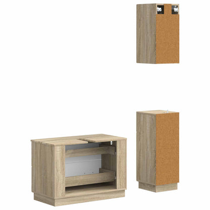 vidaXL 3 Piece Bathroom Cabinet Set HOORN Sonoma Oak Engineered Wood