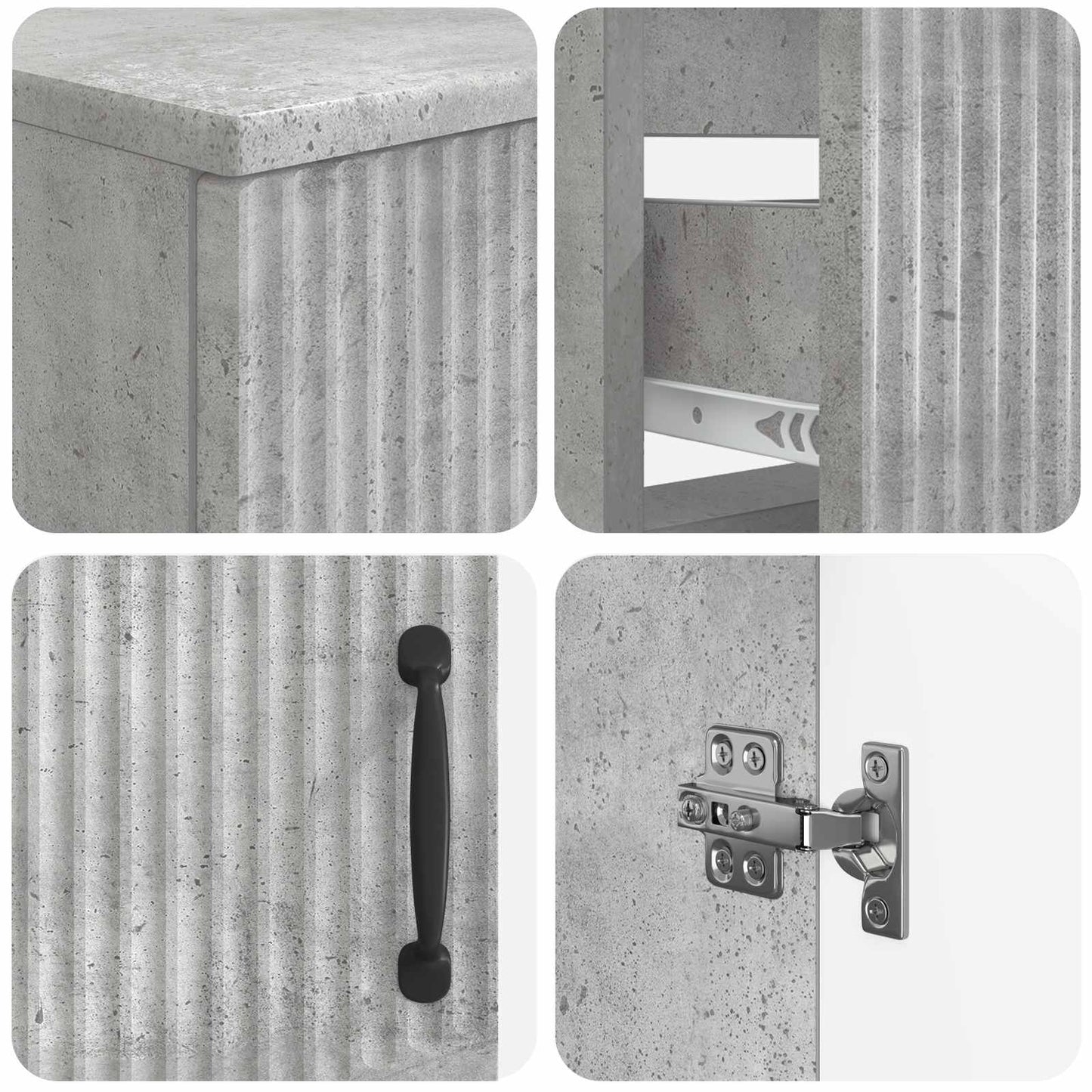 vidaXL 3 Piece Bathroom Cabinet Set HOORN Concrete Grey