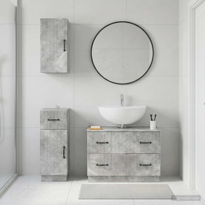 vidaXL 3 Piece Bathroom Cabinet Set HOORN Concrete Grey