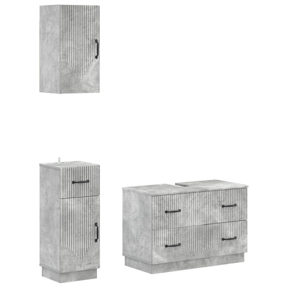 vidaXL 3 Piece Bathroom Cabinet Set HOORN Concrete Grey