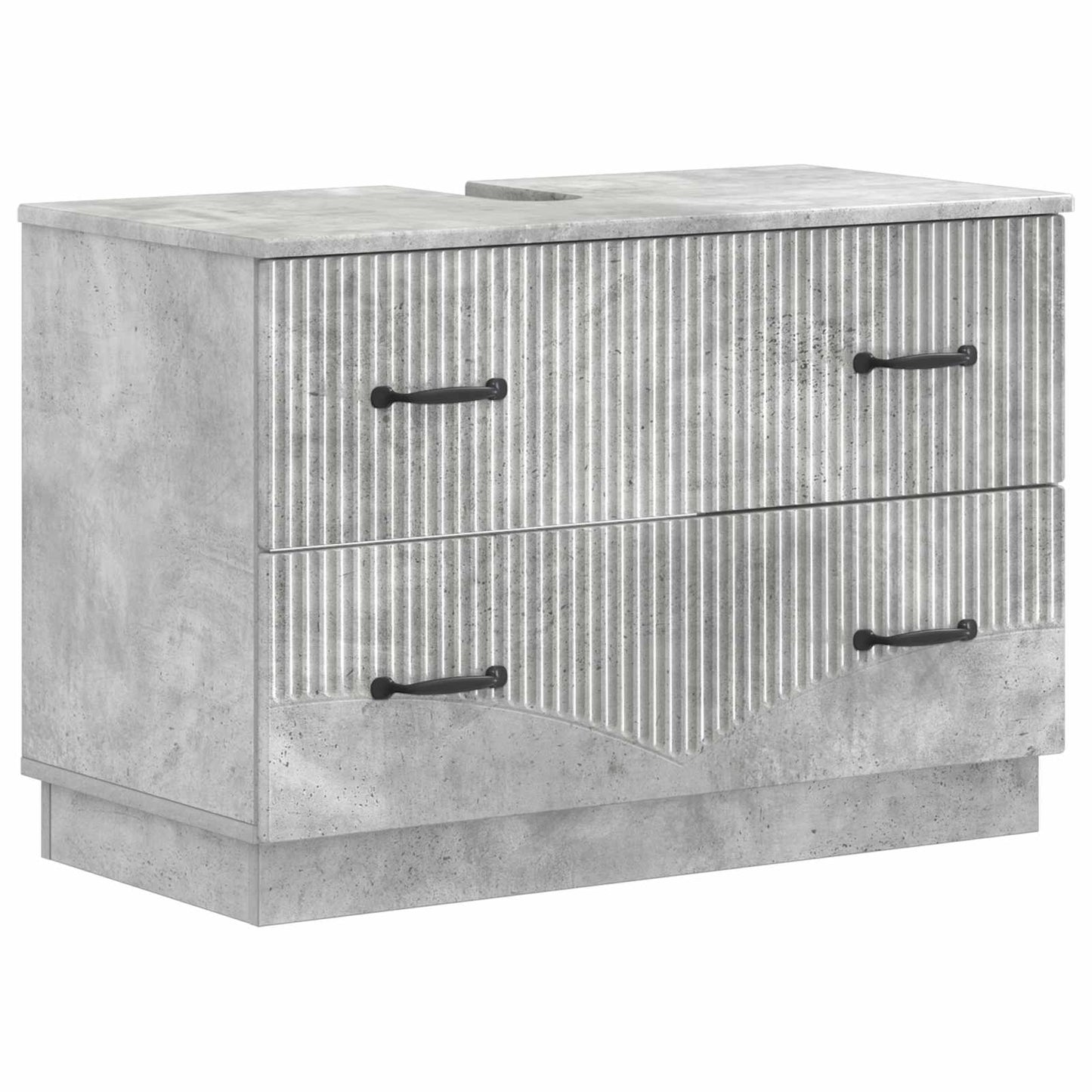 vidaXL 3 Piece Bathroom Cabinet Set HOORN Concrete Grey