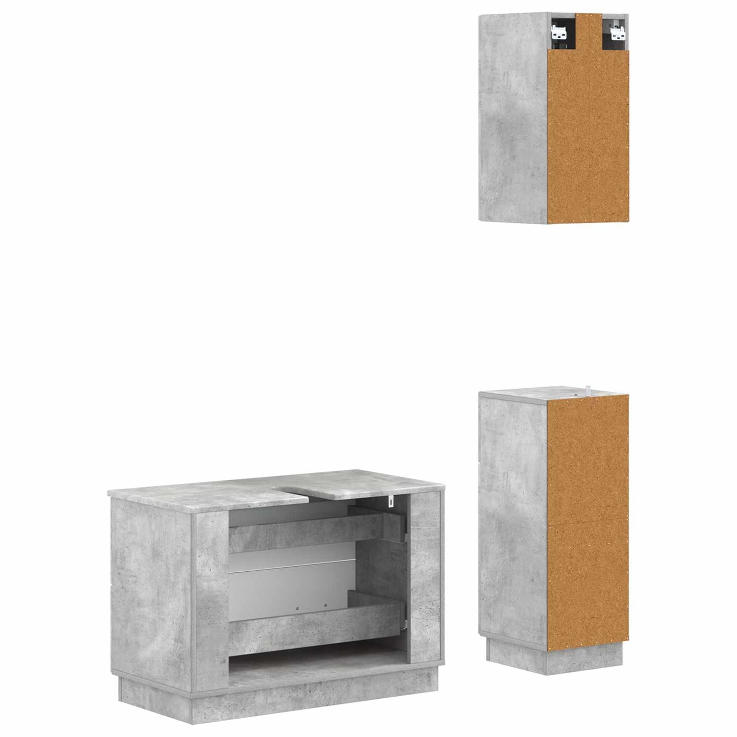 vidaXL 3 Piece Bathroom Cabinet Set HOORN Concrete Grey