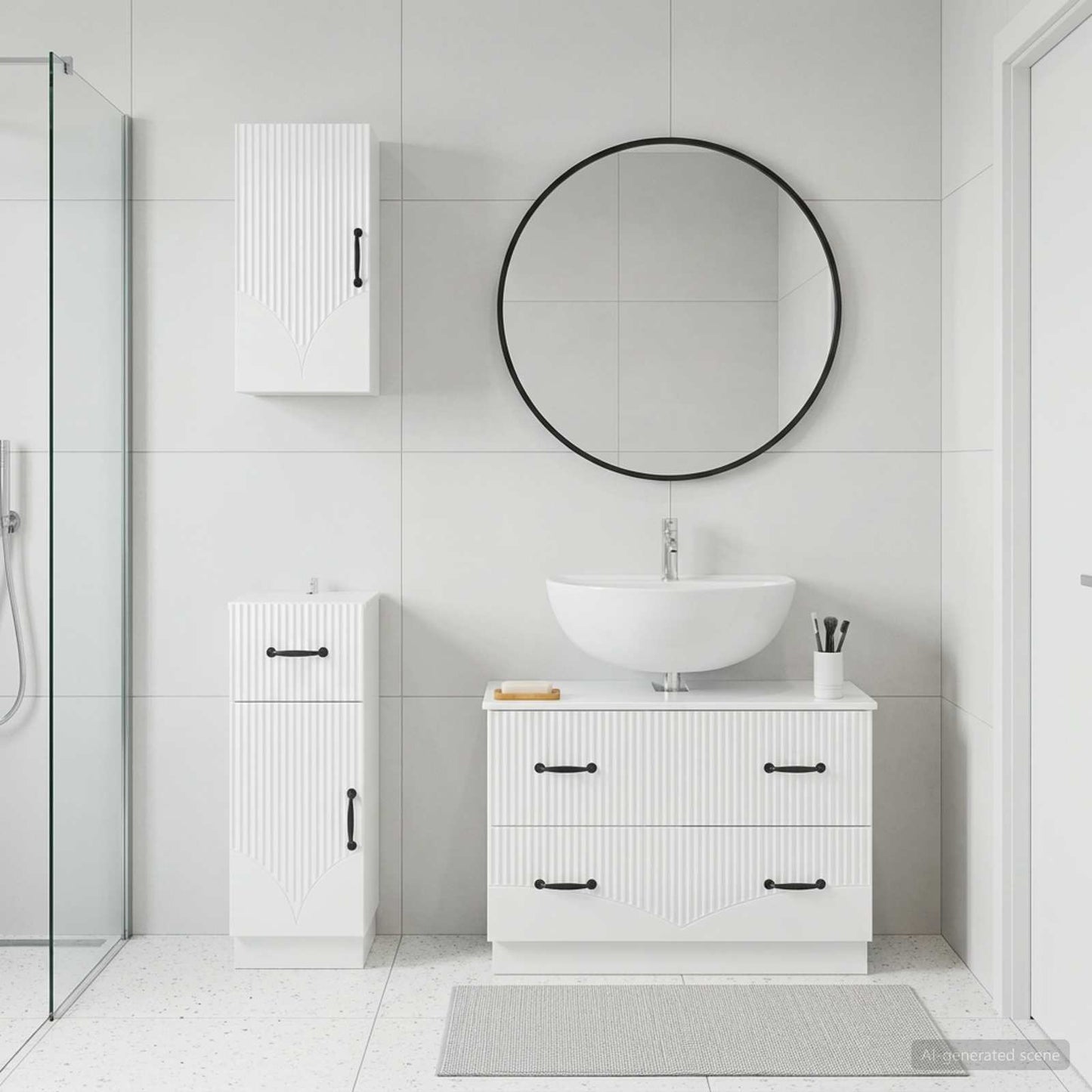 vidaXL 3 Piece Bathroom Cabinet Set HOORN High Gloss White