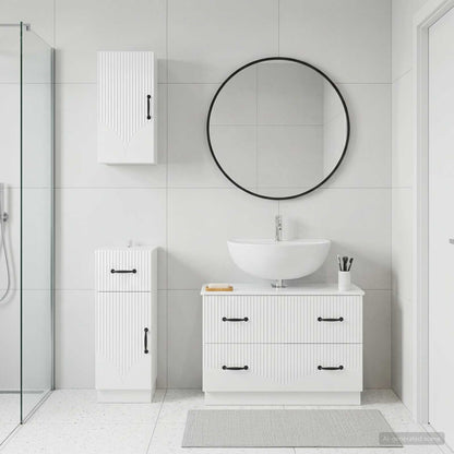 vidaXL 3 Piece Bathroom Cabinet Set HOORN High Gloss White