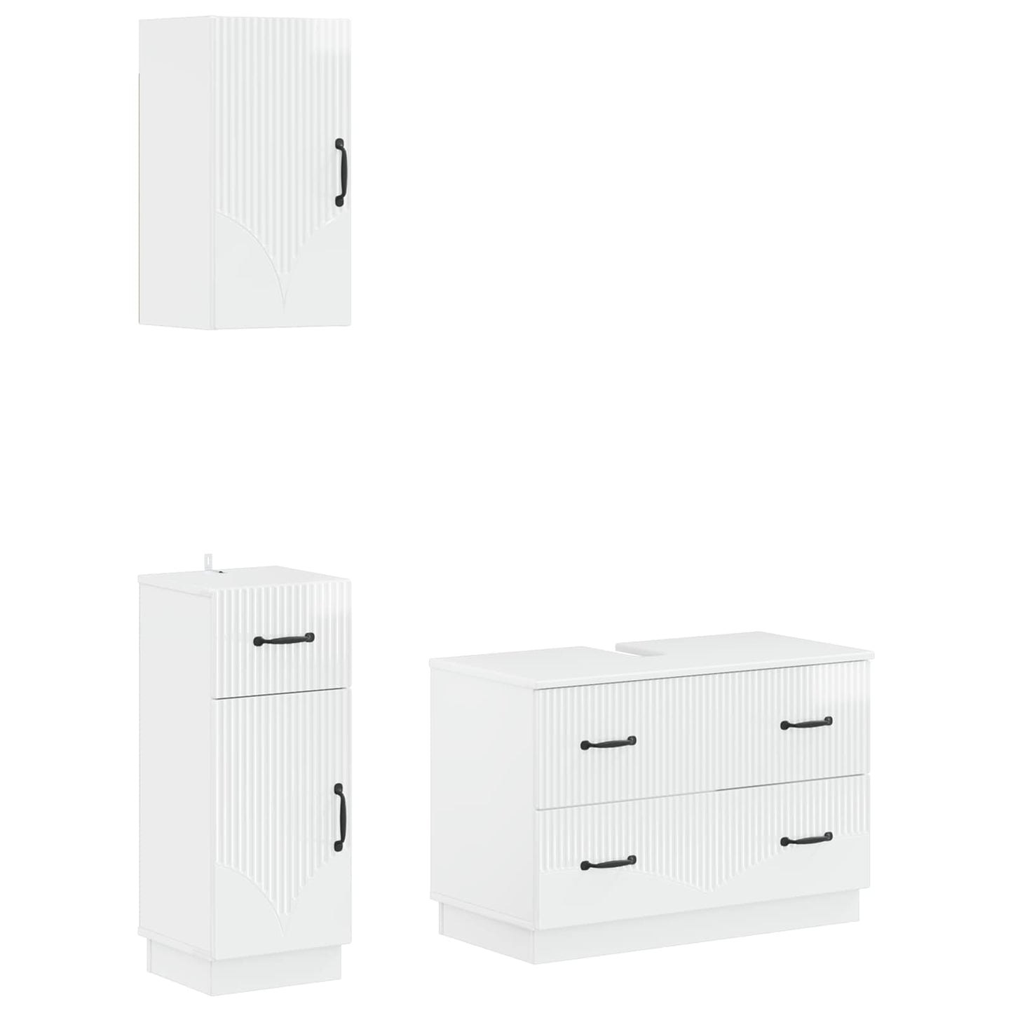 vidaXL 3 Piece Bathroom Cabinet Set HOORN High Gloss White