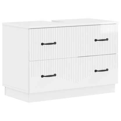 vidaXL 3 Piece Bathroom Cabinet Set HOORN High Gloss White