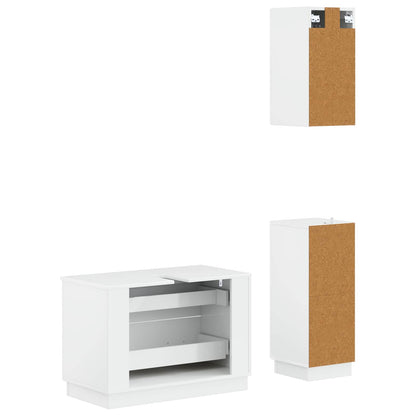 vidaXL 3 Piece Bathroom Cabinet Set HOORN High Gloss White