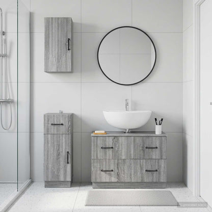 vidaXL 3 Piece Bathroom Cabinet Set HOORN Grey Sonoma Engineered Wood