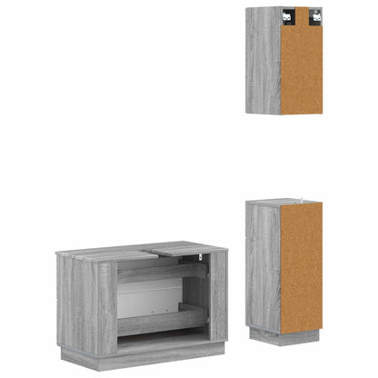 vidaXL 3 Piece Bathroom Cabinet Set HOORN Grey Sonoma Engineered Wood