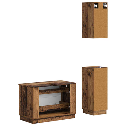 vidaXL 3 Piece Bathroom Cabinet Set HOORN Old Wood Engineered Wood