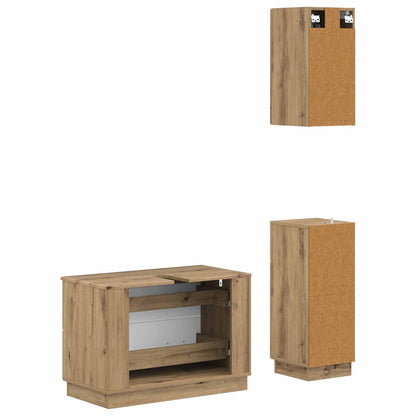 vidaXL 3 Piece Bathroom Cabinet Set HOORN Artisan Oak Engineered Wood