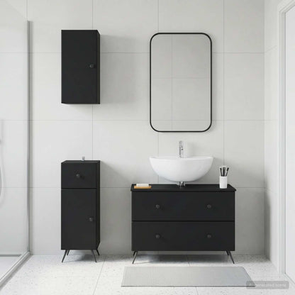 vidaXL 3 Piece Bathroom Cabinet Set BREDA Black Engineered Wood
