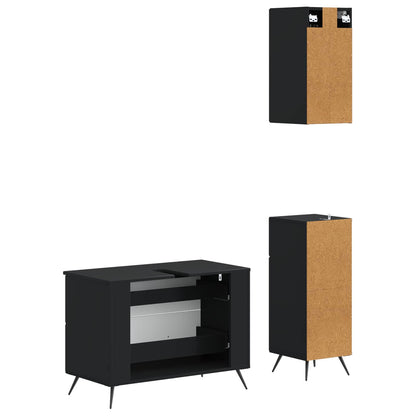 vidaXL 3 Piece Bathroom Cabinet Set BREDA Black Engineered Wood