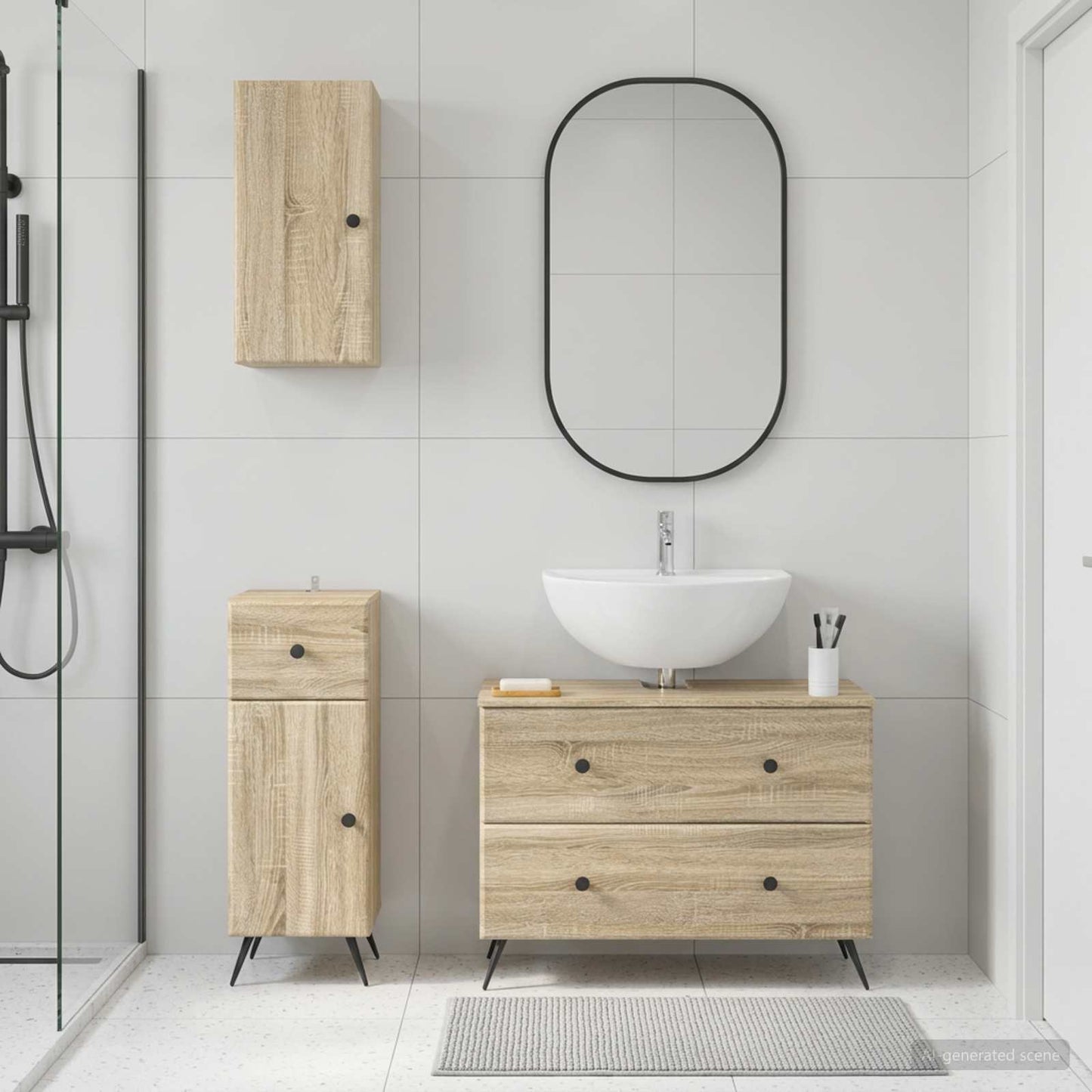 vidaXL 3 Piece Bathroom Cabinet Set BREDA Sonoma Oak Engineered Wood