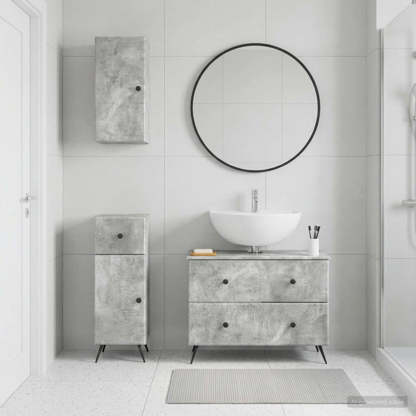 vidaXL 3 Piece Bathroom Cabinet Set BREDA Concrete Grey