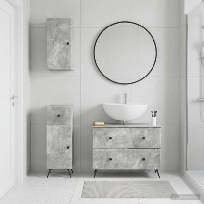 vidaXL 3 Piece Bathroom Cabinet Set BREDA Concrete Grey