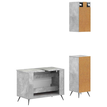 vidaXL 3 Piece Bathroom Cabinet Set BREDA Concrete Grey