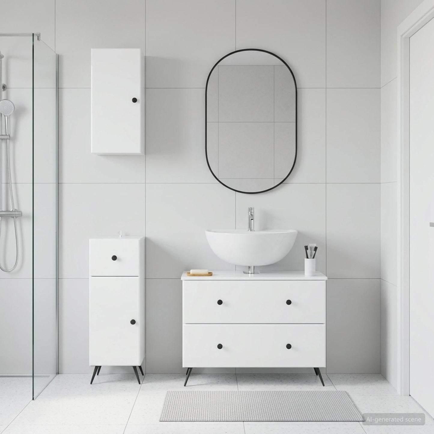 vidaXL 3 Piece Bathroom Cabinet Set BREDA High Gloss White