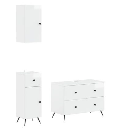 vidaXL 3 Piece Bathroom Cabinet Set BREDA High Gloss White