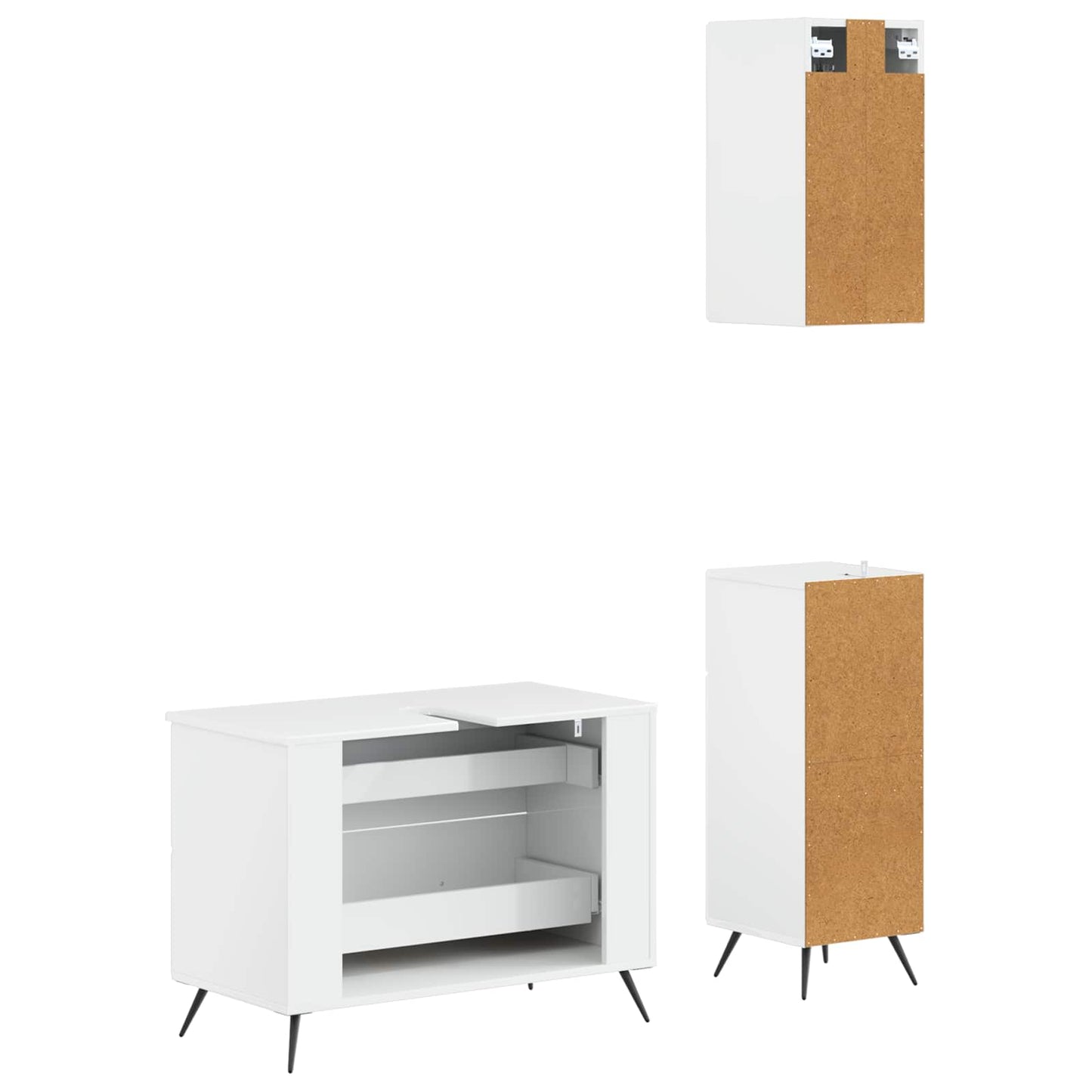 vidaXL 3 Piece Bathroom Cabinet Set BREDA High Gloss White
