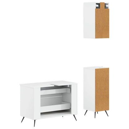vidaXL 3 Piece Bathroom Cabinet Set BREDA High Gloss White