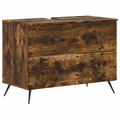 vidaXL 3 Piece Bathroom Cabinet Set BREDA Smoked Oak Engineered Wood